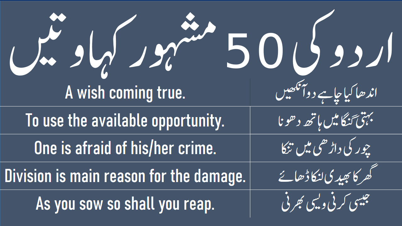 50 Proverbs Meaning In Urdu Urdu To English Proverbs