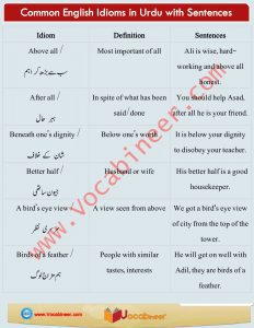 Idioms Meaning in Urdu | Common English Idioms