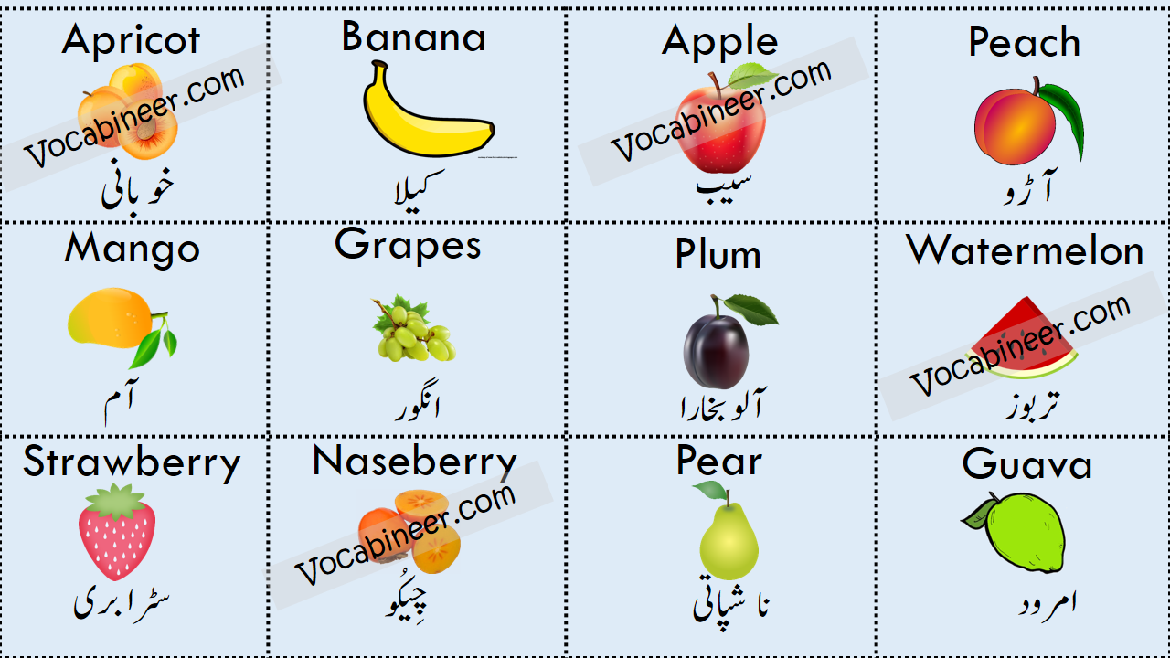 Fruit Names In Urdu And English With Pictures