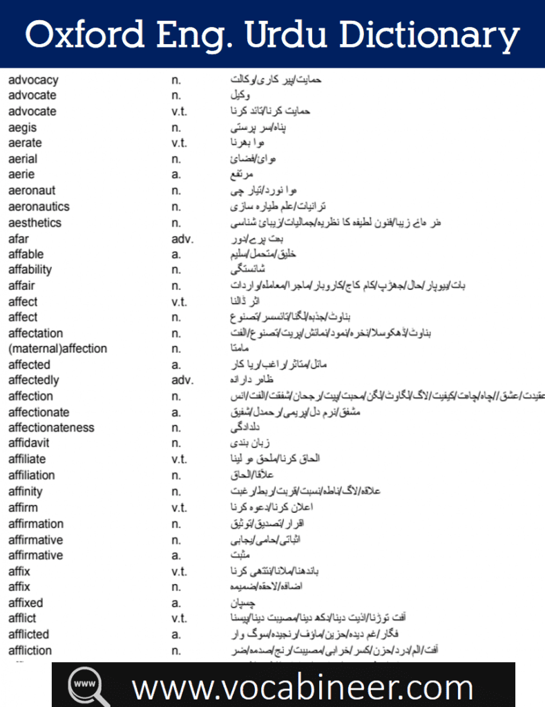 Oxford Dictionary English To Urdu Free Download PDF