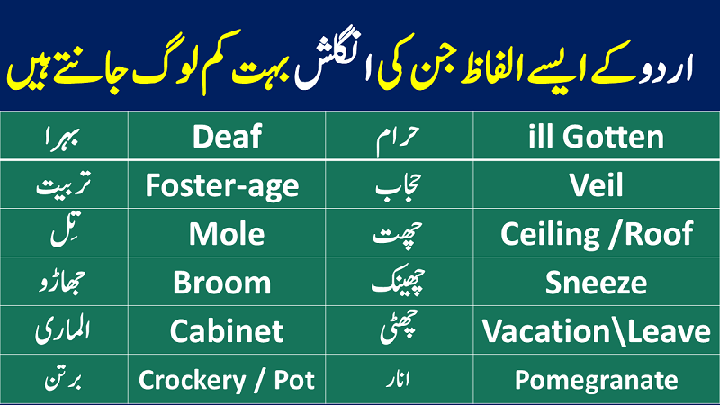 100 Core Urdu Words In English Download PDF