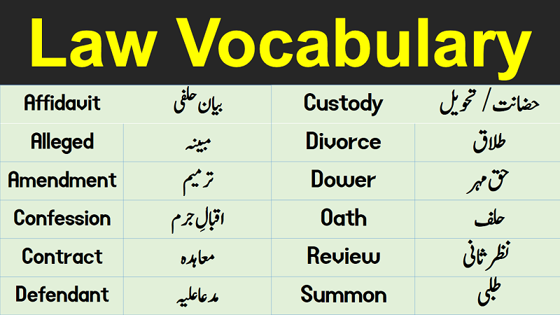 Law Terms And Vocabulary With Urdu Hindi Meanings Vocabineer